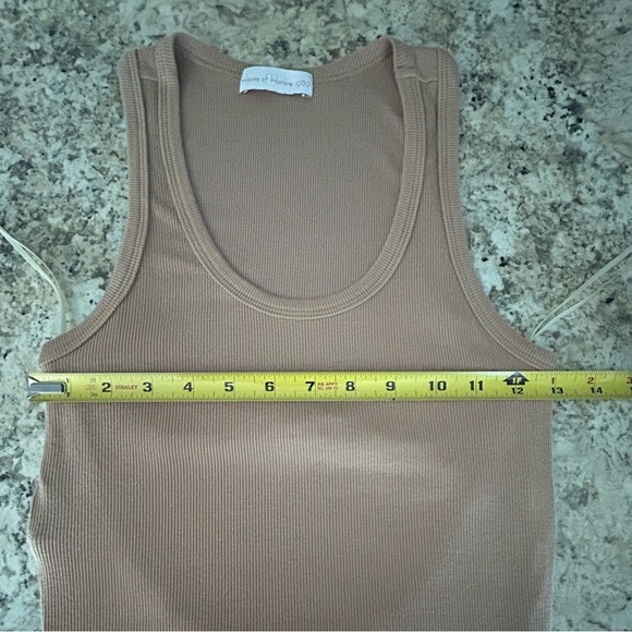 House of Harlow 1960 Nude Tan Ribbed Bodycon Midi Dress Back Cut Out Size XS - Picture 8 of 9